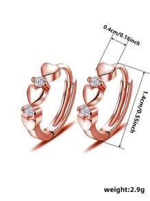 1 par de elegantes pendientes de aro con circonita cúbica para mujer, para el día de San Valentín y bodas, joyería