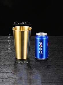 不锈钢杯不易破碎防碎金属饮料杯便携式单层卷杯适用于户外野餐、露营、啤酒和果汁、防碎酒吧、餐厅金银色 - 彩色 - 查看 19