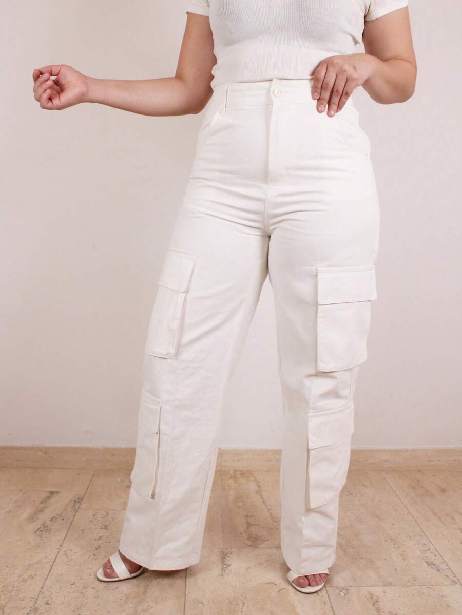 Cargo Dress Pants With Flap Pockets - 白色 - 查看 1