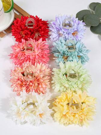 1pc Women Simulated Chrysanthemum Hair Clip, Gentle & Sweet Style Hair Accessory For Wedding, Bride, Bridesmaid, Prom, Party,Hair Accessories,Hair Claw,Claw Clips,Hair Clutch,Hair Jaw Clip
