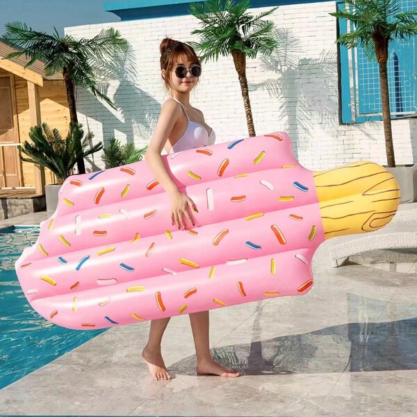 1pc Adult Inflatable Ice Cream Floating Row Photography Prop, Blue Popsicle Float, Couple Summer Swimming Pool Gear