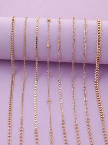 Set de 8 pulseras de cadena de estilo minimalista y punk, adecuado para el uso diario de las mujeres (las cadenas se cortan a la longitud, no por cantidad de cuentas)