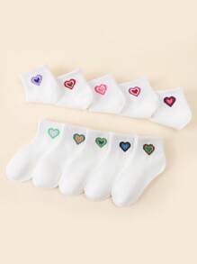 10 paires de chaussettes douces et dégradées en forme de cœur pour enfants et bébés, confortables et mignonnes