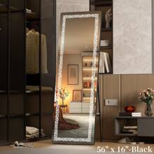 HASIPU 56" X 16" Full Length Mirror With LED Lights, Full Body Mirror With Triangle Pattern Light, LED Free Standing Floor Mirror, Wall Mounted Mirror Dimming & 3 Color Modes Suit For Bedroom,Living Room Bathroom Accessories Back To School - US A Type Plug(110-127V) - View 3