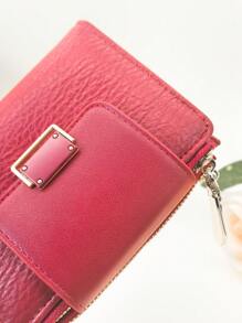 Nuevo monedero compacto con botón a presión para mujer, sofisticado, de piel sintética PU suave, billetera plegable, monedero, estuche para tarjetas, de color rojo, minimalista y práctico, monedero miniatura, pequeño monedero para mujer