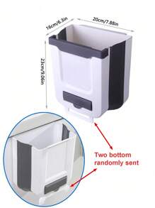 1pc Kitchen Folding Wall-Mounted Trash Can, Hanging Garbage Bag Holder For Cabinet, Creative & Convenient