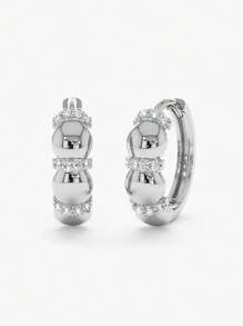 Stilvolle einzigartige 925 Sterling Silber exquisite Zirkonia Creolen, hochwertig für den täglichen Gebrauch von Frauen