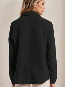 SANOPY Womens Blouses,Blouses For Women Dressy Casual,Coats For Women,Blouses For Women Business Casual,Women's Pocket Long Sleeve Casual Cotton Shirt - 黑色 - 查看 2