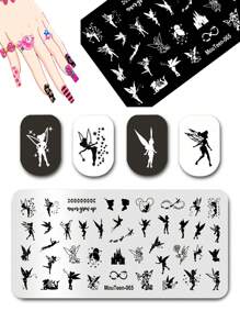 Disney Stencil per unghie da favola, lastra di stampa per unghie da principessa delle fate, piastra di stampa per arte di unghie