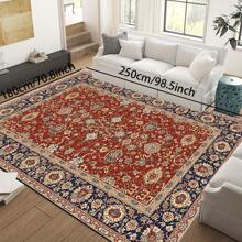 1pc Classic Style Retro Area Rug, 700g/Sqm Crystal Velvet, 5mm Thickness, Washable Non-Fading Carpet, Slip-Resistant, Suitable For Holidays And Any Space Including Hotel, Office, Sofa, Bedside, Kitchen, Laundry Room, Hallway, Porch, Entryway And Stairs Mother's Day