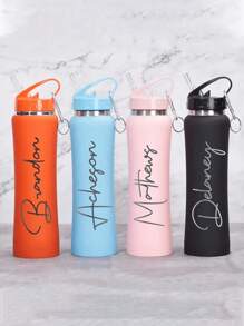 1 Personalized Water Bottle, Customizable Name Bottle, Stainless Steel, Insulated Water Bottle, Sports Water Bottle, For Daily Use, Very Suitable For Family, Colleagues, Girlfriends, Brothers, 600ml Capacity, Easy To Clean With Pipette, Exquisite, High Quality Custom, Personalized, Unique Ideal Gift For Her, Boyfriend, Girlfriend, Dad, Mom, Family, Friends, Son, Daughter, Students, Workers, Children School, Home, Office,Brunch-Ready
