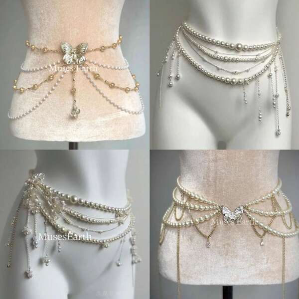 New Arrival Bestselling Multi-Layer Pearl Choker, Waist Chain, Chest Chain, Shoulder Chain, Leg Chain, Unique Multifunctional Chain Summer School
