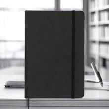 PromoClick Libreta tipo Moleskine de Poliretano con 90 Hojas de raya y banda elástica para sujetar cubierta. - Negro - Ver 2