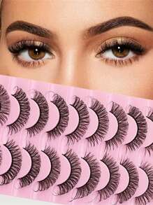 10 pares de pestañas postizas rusas DD rizadas, de 13-15 mm en C, sin fragancia, con envasado multipar, set de pestañas postizas rizadas en 3D - ¡La opción perfecta para cosméticos especializados y productos de belleza!