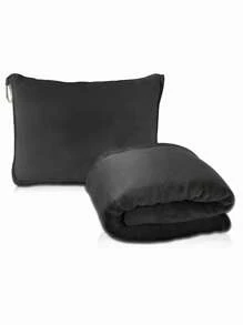 二合一柔软旅行毯/枕头 - 便携设计，带收纳袋和背包挂钩，仅限手洗 - 粉色 - 黑色 - 查看 13