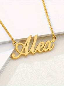 Customizable Elegant Personalized Name Necklace - Laser Cut Stainless Steel Pendant, Perfect Gift For Her - Multicolor - View 5