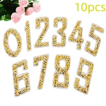 0-9 Digital Silver White Rhinestone Self-Adhesive Letter Patch Iron Sticker Clothing Badge Sticker Clothing Bag Shoes DIY Creative Gift Decoration - Silver - View 18