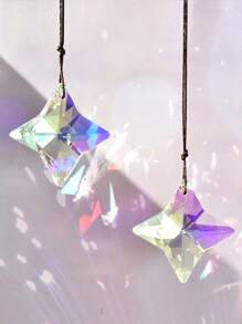 2pcs Crystal Ornaments Star Sun Catcher Rainbow Maker Glass Hanging Pendant Ornaments For Home Garden Decoration Gifts Birthday Graduation - Colorful - View 2