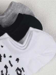 3pairs/6pairs/12pairsSet Multicolor Leopard Print Shallow & Anti-Slip & Sweat-Absorbing No-Show Women's Socks - Multicolor - View 10