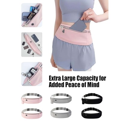 Slim Running Belt For Phone 6.8'', Ultra Light Running Belts For Women/Men, Zipper Waterproof Running Waist Pack, Reflective Running Fanny Pack With 3 Separate Pouch