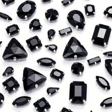 50 piezas/bolsa Piedras de strass premium brillantes de formas y tamaños variados para coser en ropa, zapatos, bolsos, decoración de vestimenta para boda, fiesta y disfraces (Colores: Blanco/Negro/AB/Rojo/Morado celeste/Morado cristal/Rosa/Verde/Azul)