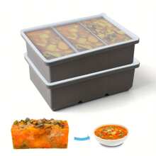 2 Pieces Easy-Release Silicone Ice Cube Tray With Lid - Flexible, Reusable Large Ice Cube Mold For Refrigerator, 1 Cup For Soups, Stews, Sauces - Dishwasher Safe, Perfect For Christmas, Halloween, Easter, Thanksgiving