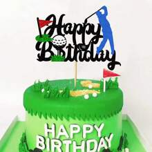 1Pc Golf Birthday Cake Topper Happy Birthday Sign Golf Ball Player Cake Decorations For Sport Themed Man Birthday Party Supplies - Multicolor - View 1