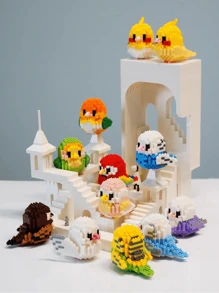1 pieza Conjunto de bloques de construcción 3D con diseño creativo y DIY de pájaro, loro, gorrión, animal en estilo de dibujos animados, juguete educativo de ensamblaje, mejor regalo para amigos y familia, regalo de cumpleaños