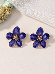 1 par de aretes de flor pequeña esmaltada para mujeres, adecuados para fiestas, exteriores y uso diario en San Valentín