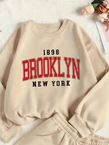 BROOKLYN Style, American Street,women's sports suit, cotton, beyond the basics, loose casual versatile, college style, spring and summer, soft and breathable,long sleeve and shorts