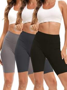 6 Pack Biker Shorts For Women-8" Workout Athletic Gym Sports Yoga Shorts Pants High Waist Cycling Shorts(There Are Also 3 Separate Pockets In The Waist For Mobile Phones) - 6 color combinations 1 - 查看 2