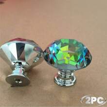 10 peças de maçanetas de armário de vidro de cristal, maçanetas de porta de móveis de cômoda, puxadores de gaveta, gaveta em formato de diamante de 30 mm, para guarda-roupa e armário, puxadores de maçanetas de armário, puxadores de maçanetas de gaveta de cozinha com parafusos
