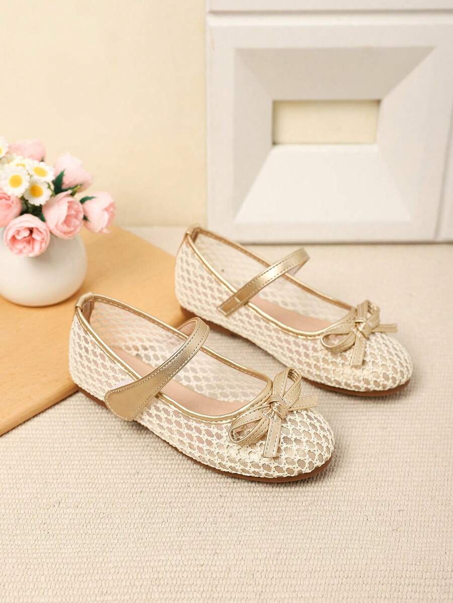 Spring/Autumn Beautiful Girl Mesh Bow Decor Flat Shoes
