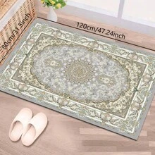 1pc Nordic Fairisle Pattern Crystal Velvet Area Rug, 700g/㎡ With Dotted Non-Slip Backing, 5mm Thickness, Machine Washable Fade-Resistant Carpet Suitable For Holidays And Any Spaces Including Hotel, Office, Sofa, Bedside, Kitchen, Laundry, Hallway, Porch, Stairs, Entryway Mother's Day