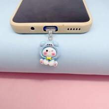 卡通可爱粉红猪和蓝象树脂吊坠防尘塞，兼容苹果和 Type-C 手机充电端口，情侣礼物 - 彩色 - 查看 8
