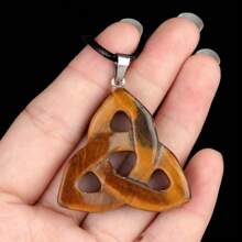 1pc 1inch Natural Stone Irish Knot No Hole Healing Cavring Tumble Ornament And Necklace Pendant