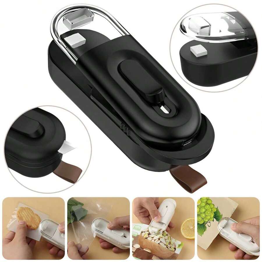 Mini SnacksBag Sealer, 2 In 1 Bag Heat Sealer With Cutter For Chip, Plastic Bag Re-Sealer Keep Food Fresh, Small Sealing Machine With A Cutter Blade, Heat Vacuum Sealer, Food Storage Sealer(Battery NOT Included) - Multicolor - View 1