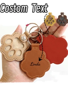 Customized Pet Hair Commemorative Dog Paw Keychain Leather Palm Print Cat Paw Cartoon Keychain Pendant