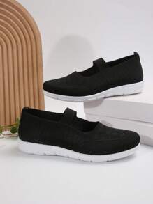 Casual Breathable Knit Sports Shoes, Slip-On Comfortable Athletic Sneakers