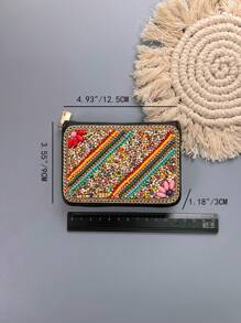 Handmade Beaded Delicate Rainbow Boho Style Zipper Coin Purse Small And Lightweight Holder Wallet With Multiple Slots Large Capacity Mini Wallet Wallet Purse Wallet Card Wallet