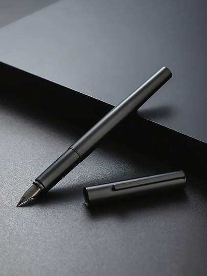 1pc Solid Color Stainless Steel Fountain Pen, Simple Multi-Purpose Ink Pen For Office Writing Back To School