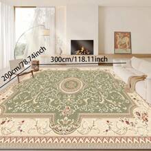 1pc Turkish Art Carpet, Crystal Velvet 700g/Sq.M, Dotted Bottom, 5mm Thickness. Machine Washable, Fade-Resistant Carpet, Anti-Slip . Suitable For Holidays And Any Space Including Hotel, Office, Sofa, Bedside, Kitchen, Laundry Room, Corridor, Porch, Staircase Mother's Day