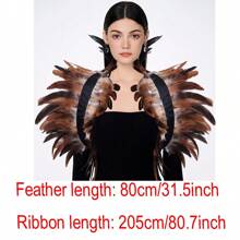 羽毛披肩围巾人造羽毛上衣斗篷披肩肩披肩朋克哥特锐舞舞节领口带袖口节日羽毛肩章装扮配饰 - A - 查看 7