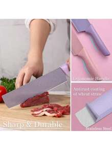 Set Juego de Cuchillos para Cocina 6 Piezas - Rosa - Ver 2