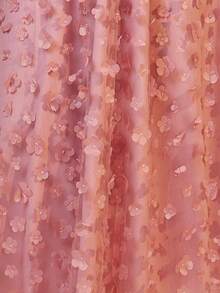 大码女式花卉刺绣网眼分层吊带裙，休闲夏装