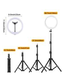Đèn vòng LED ba màu 12 inch, Đèn nổ đa năng kèm chân máy 110cm, Chân máy có thể điều chỉnh, Chân máy đa năng, Giá đỡ điện thoại - Hoàn hảo cho chụp ảnh, tự sướng, trang điểm, phát trực tiếp và quay video, Đèn di động thích hợp cho chụp ảnh, quay video, phát trực tiếp, họp qua Zoom, quay vlog, có chân đế Đèn tự sướng Đèn vòng điện thoại kèm chân đế - màu đen - Xem 2