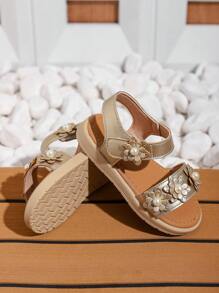 Fashionable Floral Girls/Baby Sandals, Suitable For Spring And Summer Vacation - Gold - View 5