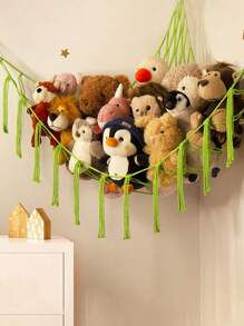 1Pc Homecoming Season Large Plush Toy Net Or Hammock, 55 Inch Toy Hammock, Macaron Plush Storage Corner Hanging Net Rack, Mesh Hammock With Hooks, Bedroom, Living Room Plush Storage Rack, Cotton And Linen Woven Plush Net, Plush Storage Bag, Large Plush Net - Multicolor - View 7