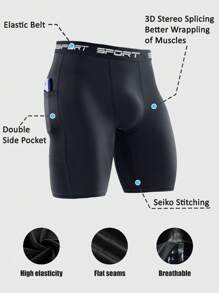 3pcs Men Sports Shorts, Contrast Color "KING" Print, High Elastic Quick Dry Basketball/Gym/Running 5 Inch Compression Pants