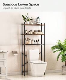 HOOBRO Over The Toilet Storage, 3-Tier Over Toilet Bathroom Organizer, Freestanding Above Toilet Shelf With Adjustable Feet, Space Saving, Easy Assembly - 棕色 - 查看 2